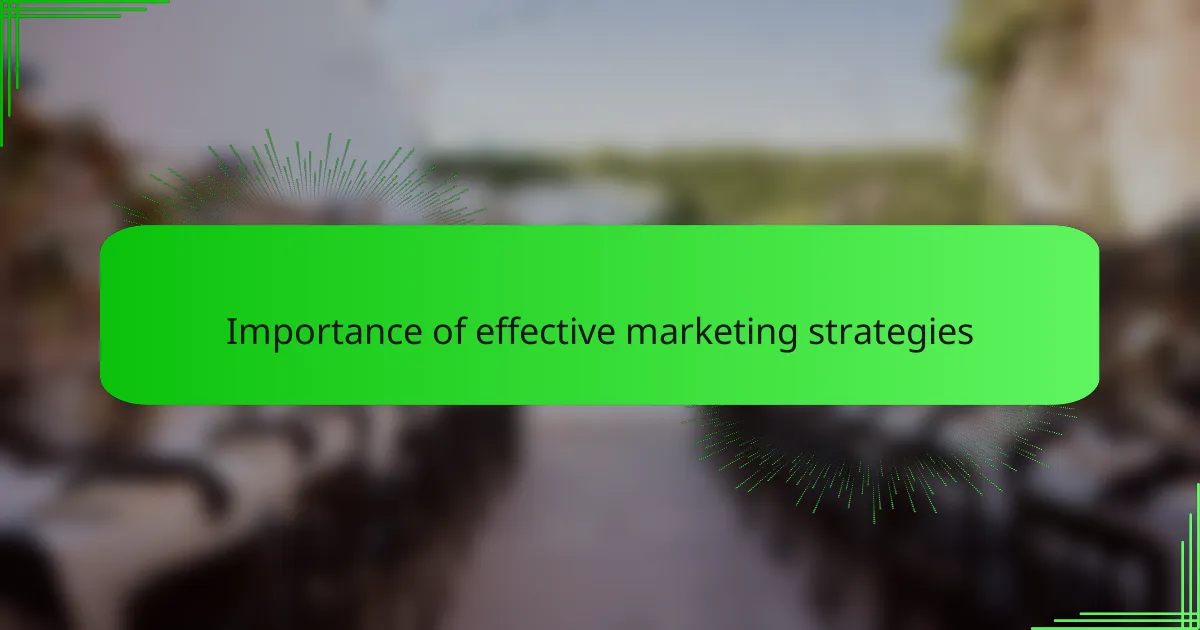 Importance of effective marketing strategies
