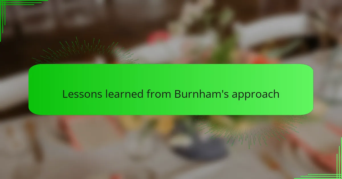 Lessons learned from Burnham's approach