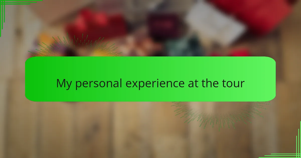 My personal experience at the tour