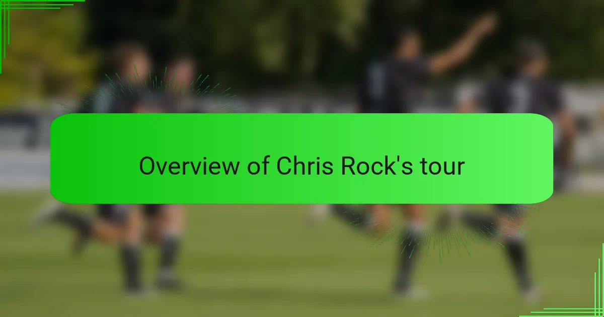 Overview of Chris Rock's tour