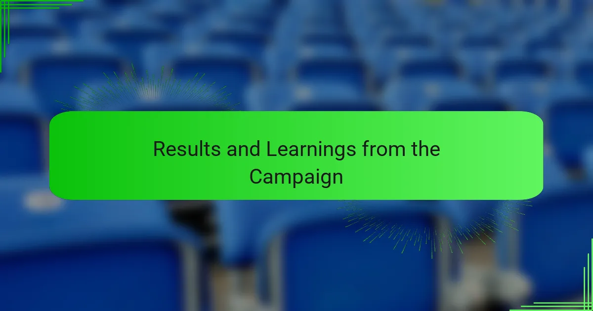 Results and Learnings from the Campaign
